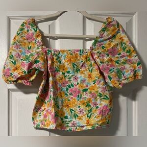 Primark Yellow and Pink Floral Blouse and Matching Shorts
